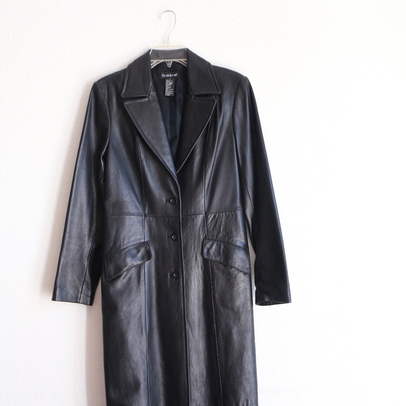 Bebe ankle length black leather coat - Picture 15 of 15